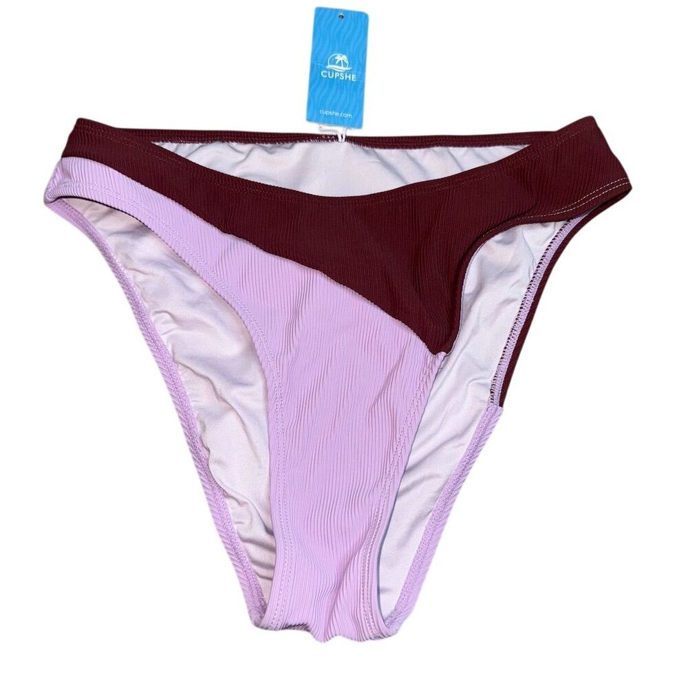 CUPSHE Women's Colorblock High Waist Bikini Bottom Size‎ M Purple